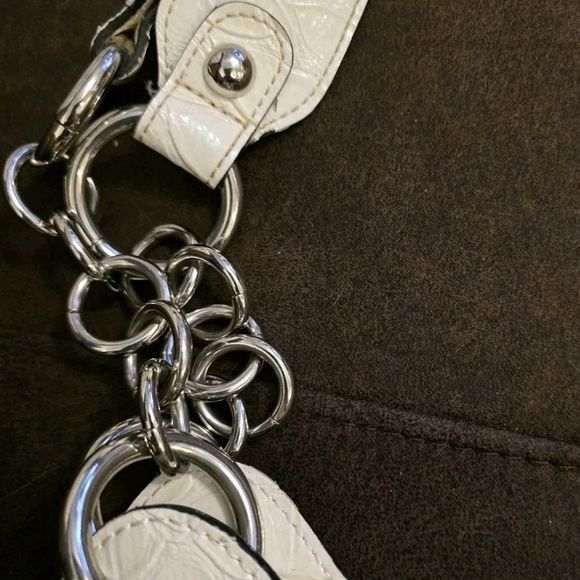 GUESS Y2K Cream Croc Embossed Buckle Satchel Shoulder Bag #9637 Studded Vintage - Picture 7 of 16